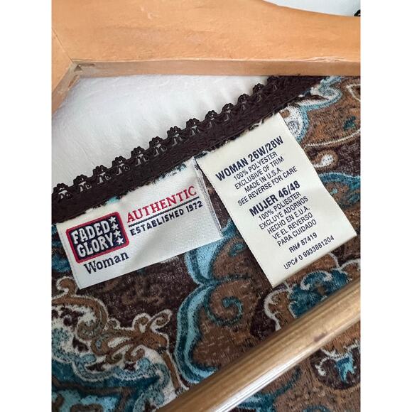 Faded Glory Vintage peasant flare sleeve‎ paisley plus size 4X Whimsigoth Grunge - Picture 4 of 8